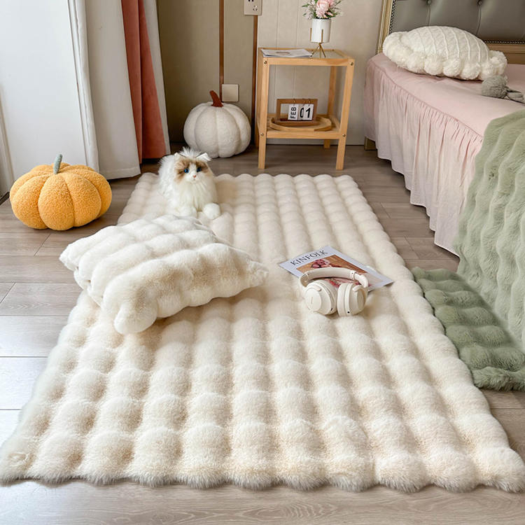 Tapis en Fausse Fourrure de Lapin de Bulle