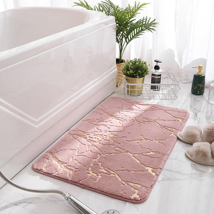 Tapis de bain en fausse fourrure de lapin + feuille d'or